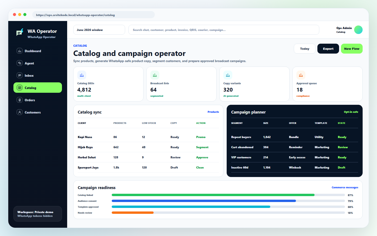 Menu management preview