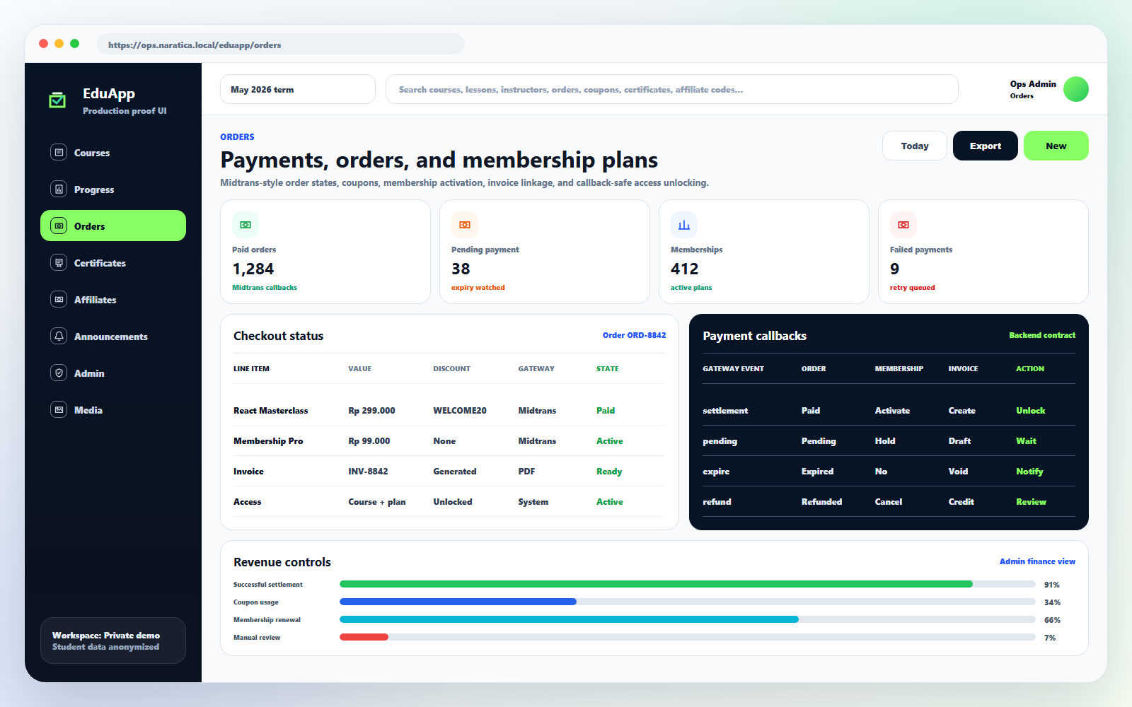 Payments and memberships preview
