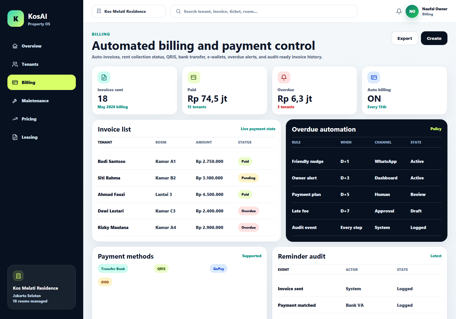Billing payments preview