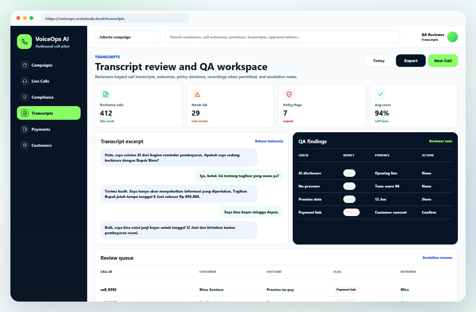 Transcript review preview