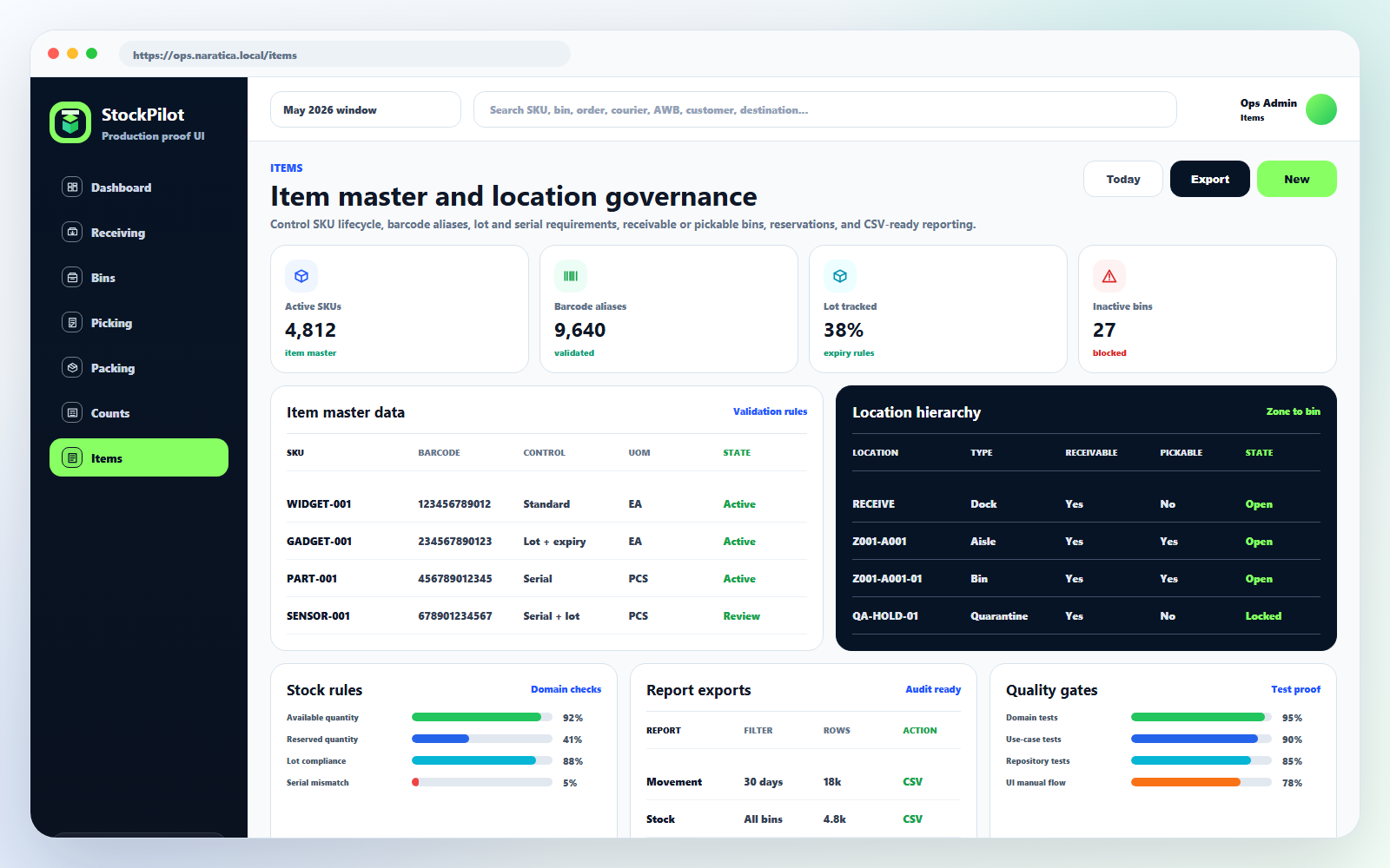 Item and location governance preview